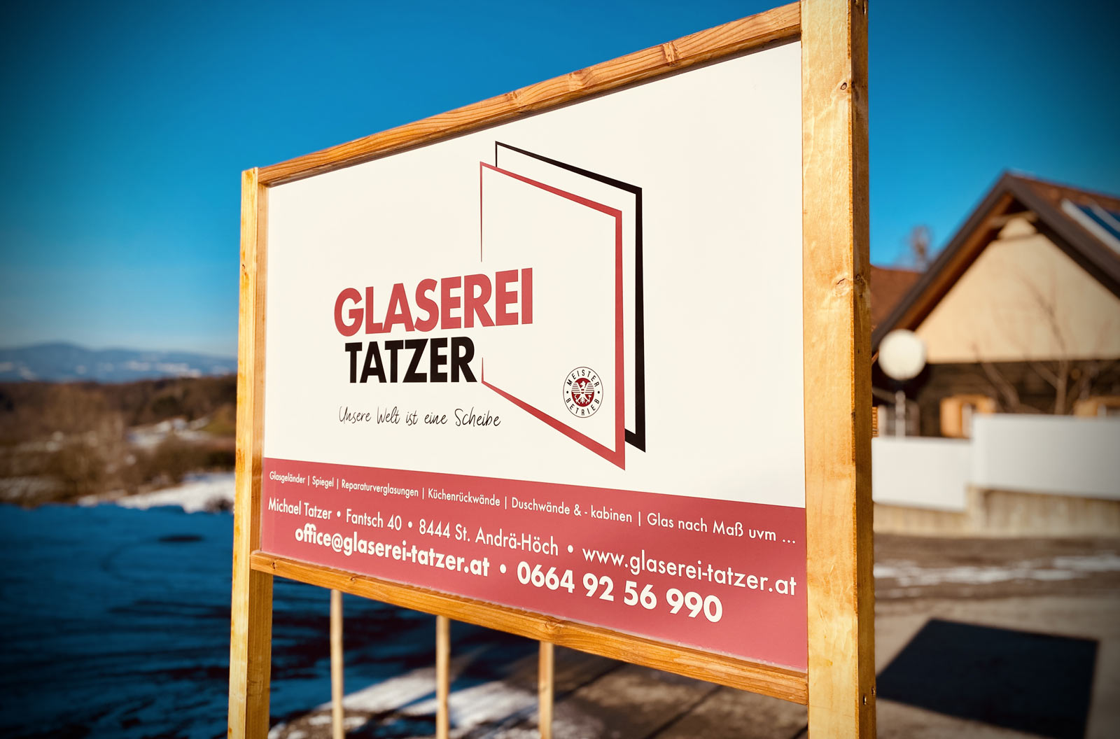 Glaserei-Tatzer-Firmentafel